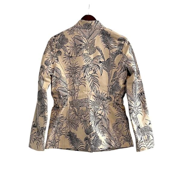 J. McLaughlin Arianna Animal Print Button Front Jacket Size XS Beige Navy - Picture 4 of 7